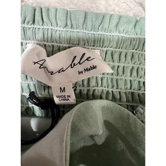 NWT Amable By Mable Anthropologie Green Ribbon Shoulders Mini Dress Size Medium - Picture 7 of 7